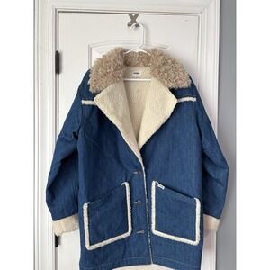 Vintage‎ Wrangler Blue Denim Fleece Lined Work Jacket Size S